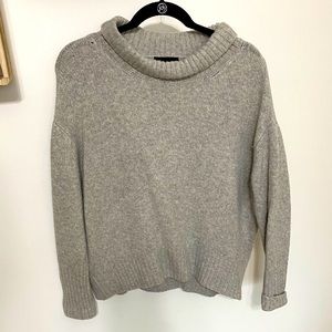 Large, gray, oversized, turtleneck sweater